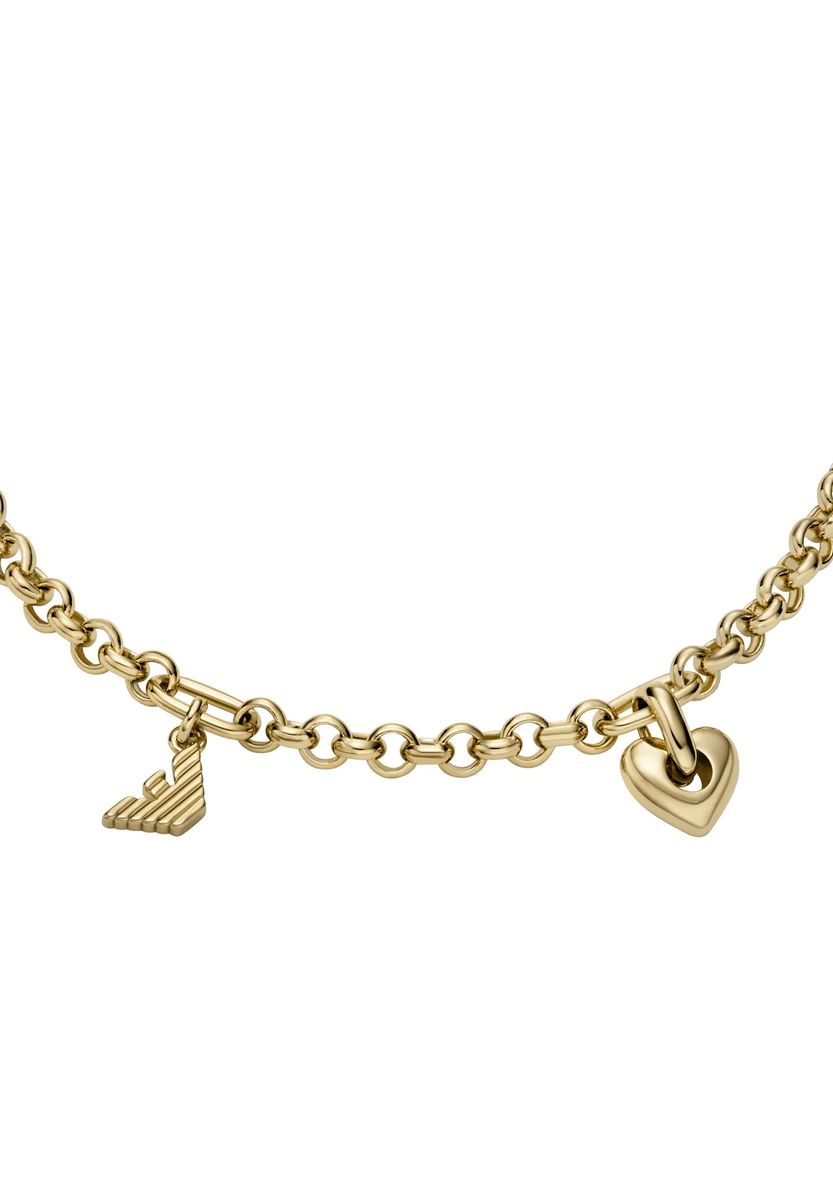 Gliederarmband mit Herzanhängern und Logo