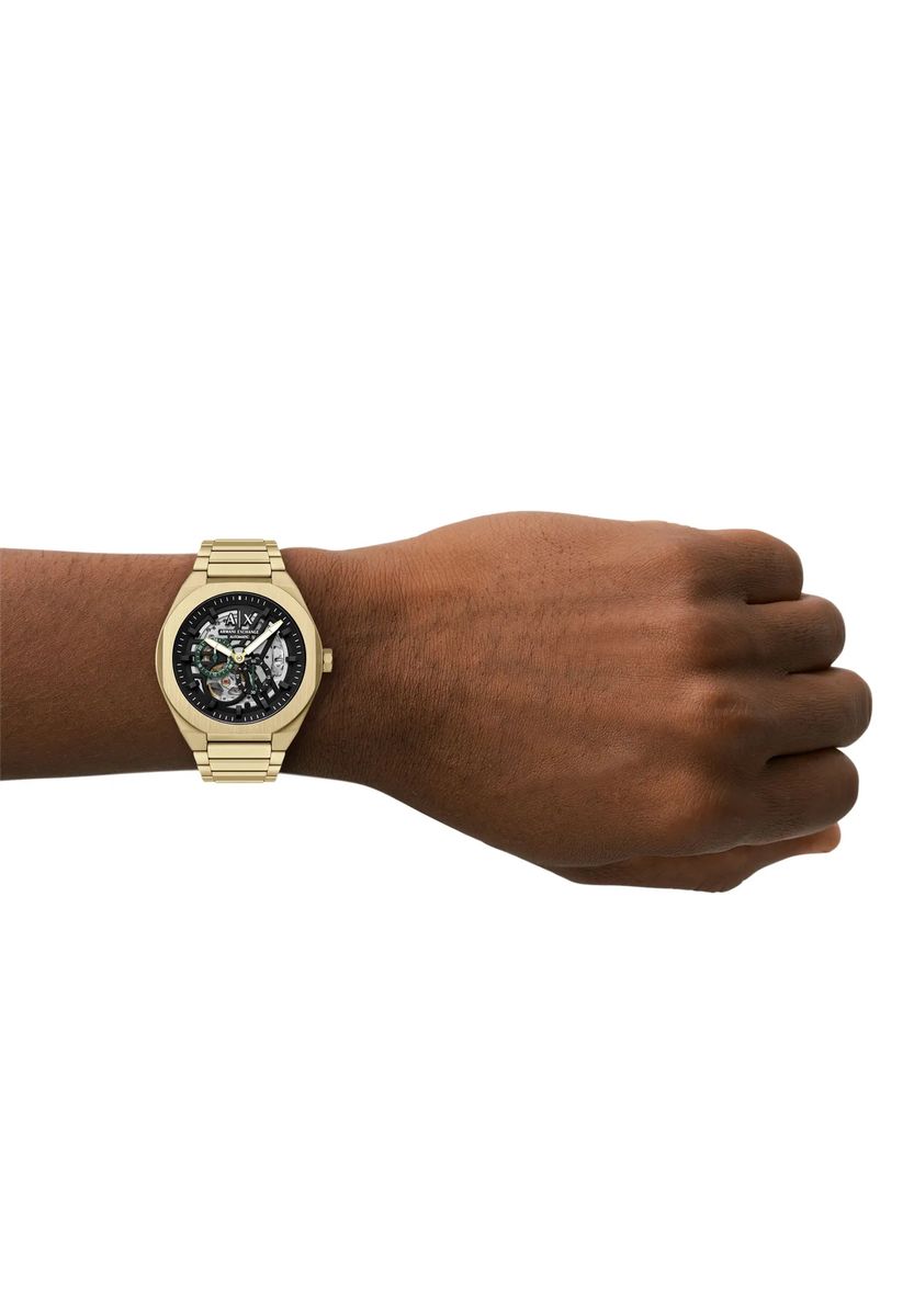 Automatische Skelett-Armbanduhr aus Edelstahl