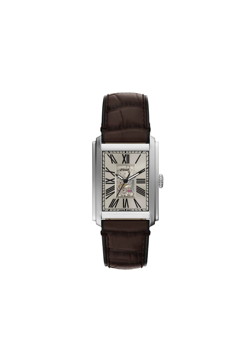Elegante Rechteckige Skelett-Automatikuhr