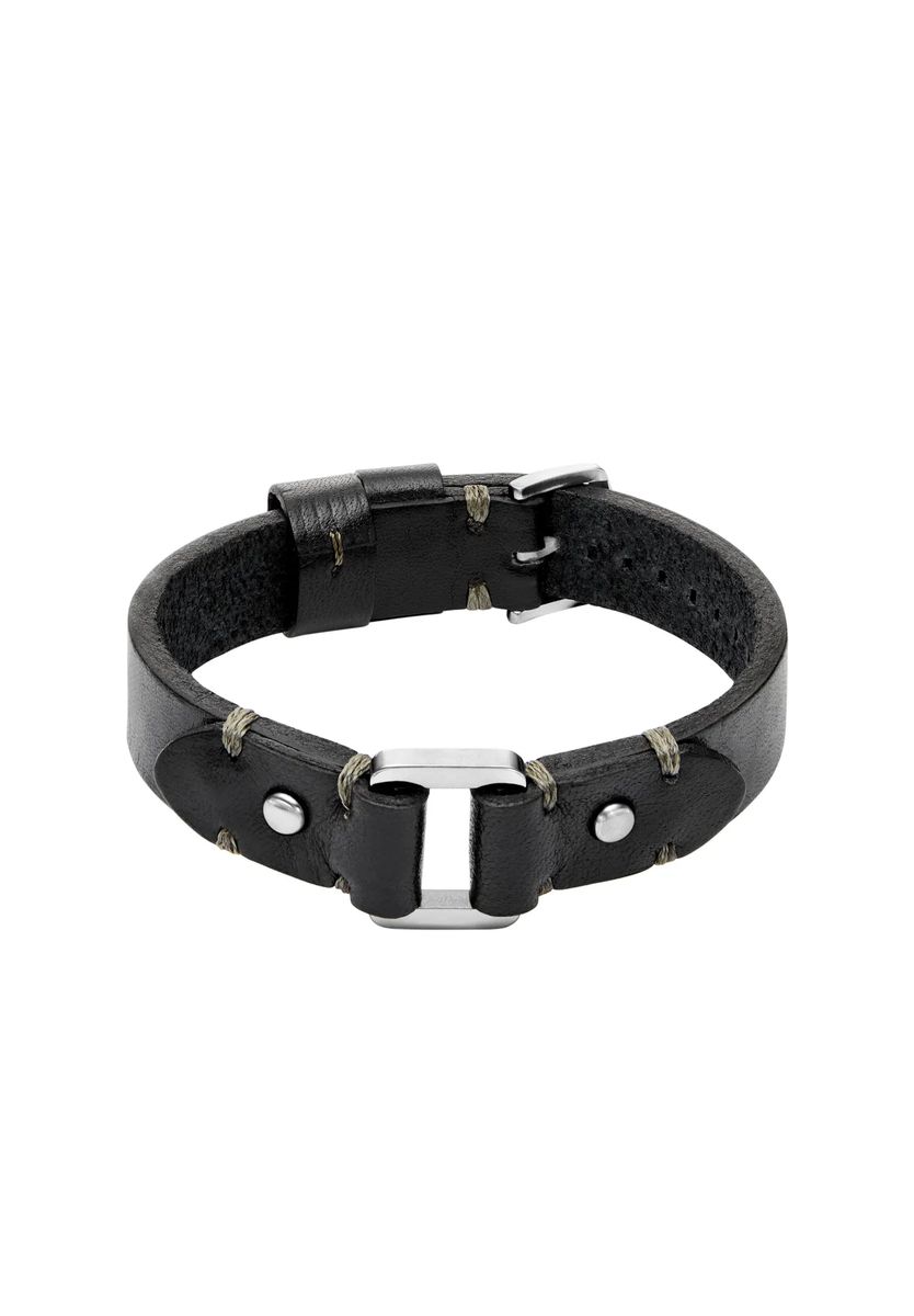 Industrielles Lederarmband mit Edelstahlring
