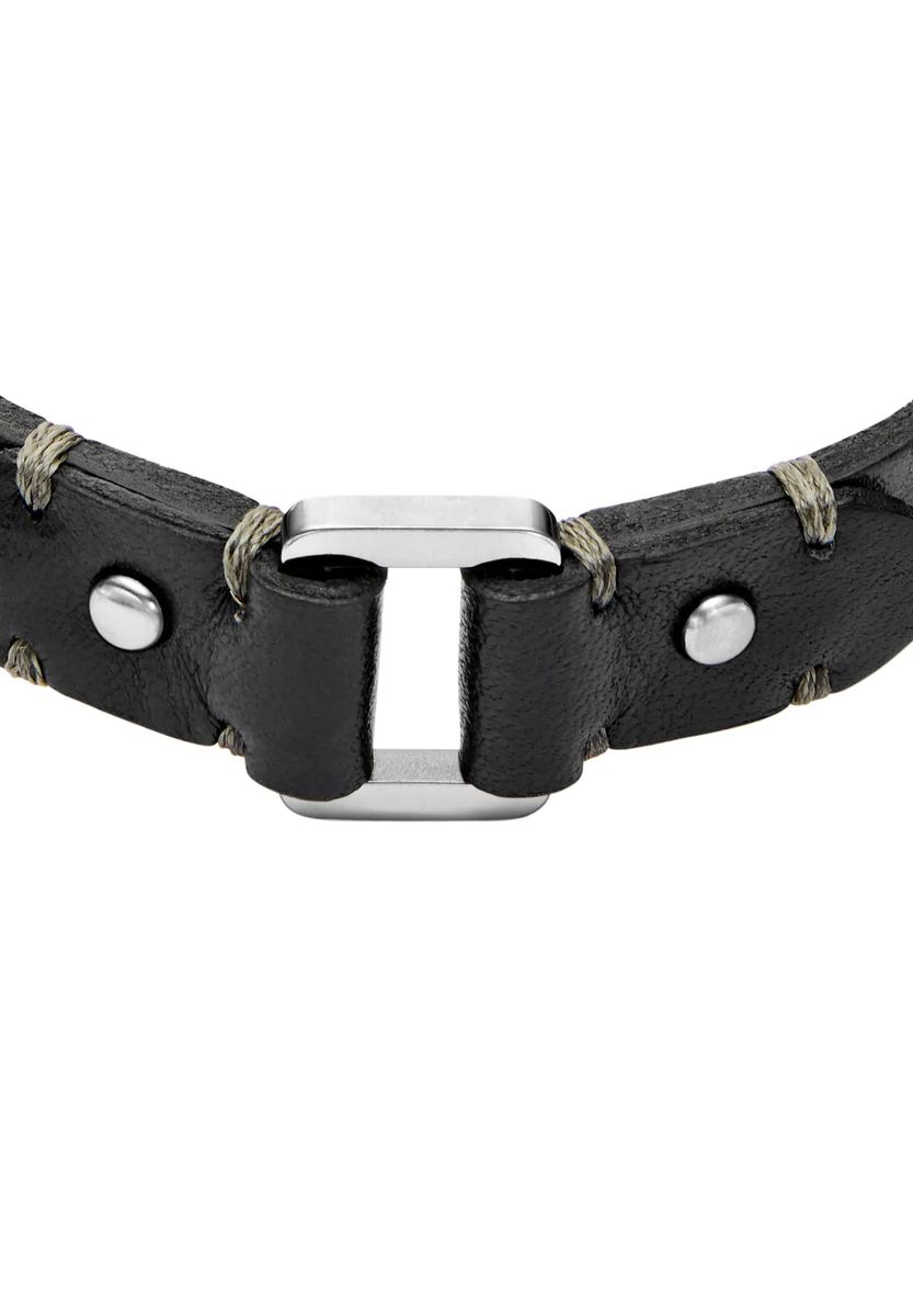 Industrielles Lederarmband mit Edelstahlring