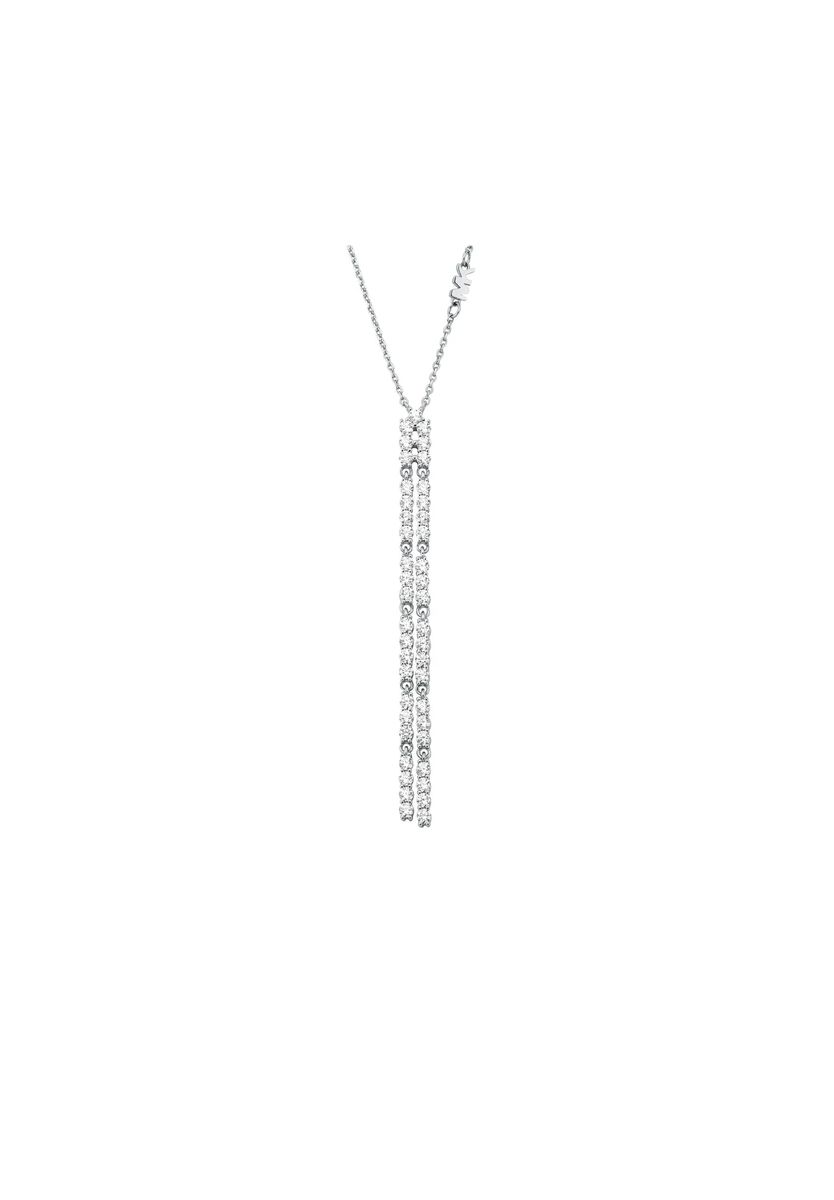 Elegante Pavé-Y-Halskette mit Linear-Anhängern
