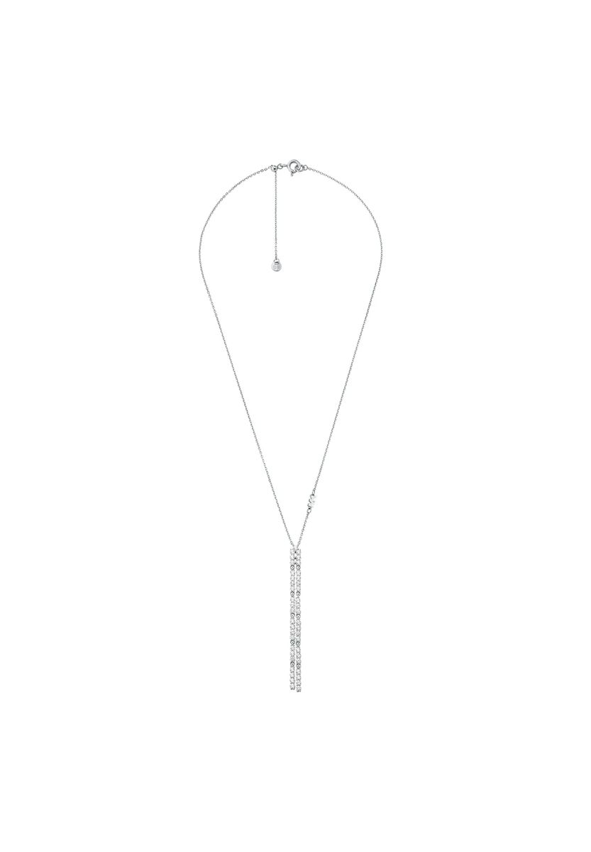 Elegante Pavé-Y-Halskette mit Linear-Anhängern