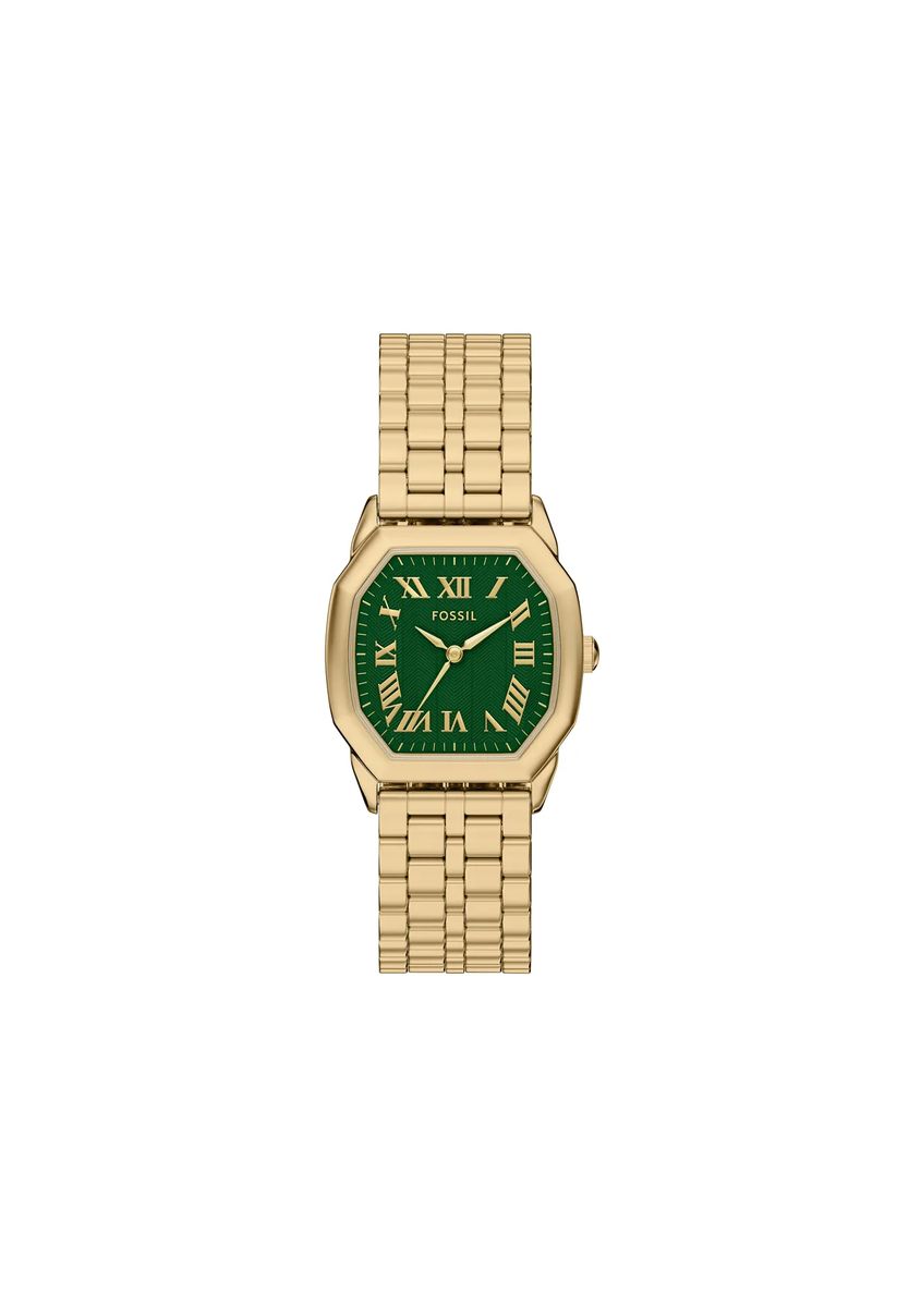 Achteckige Armbanduhr mit grünem Zifferblatt
