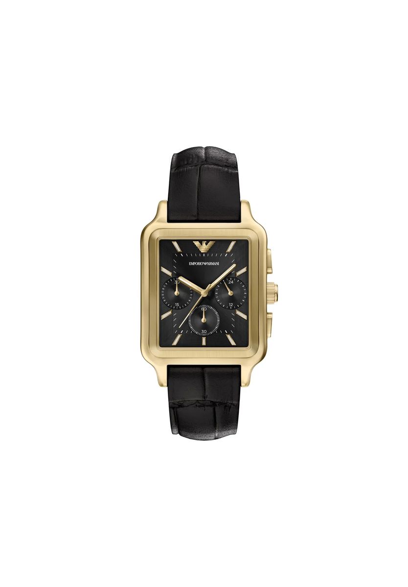 Rechteckiger Chronograph mit Lederarmband