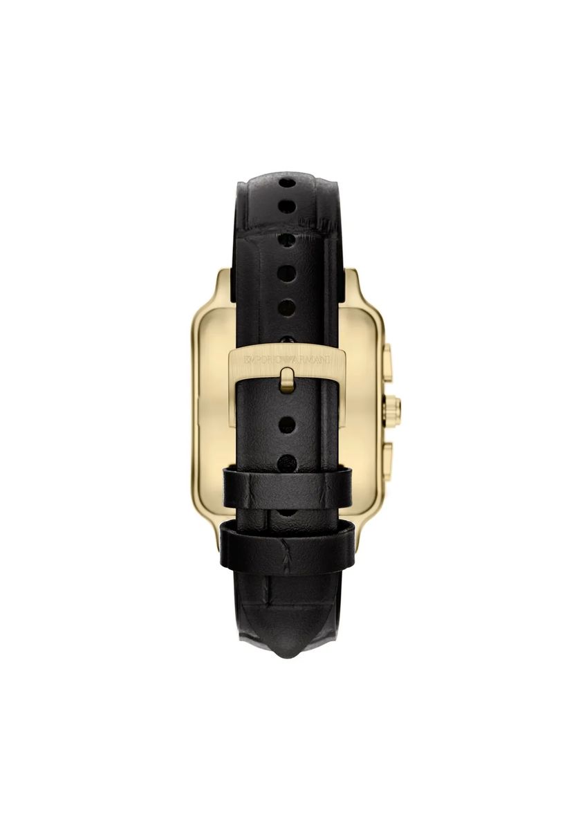 Rechteckiger Chronograph mit Lederarmband