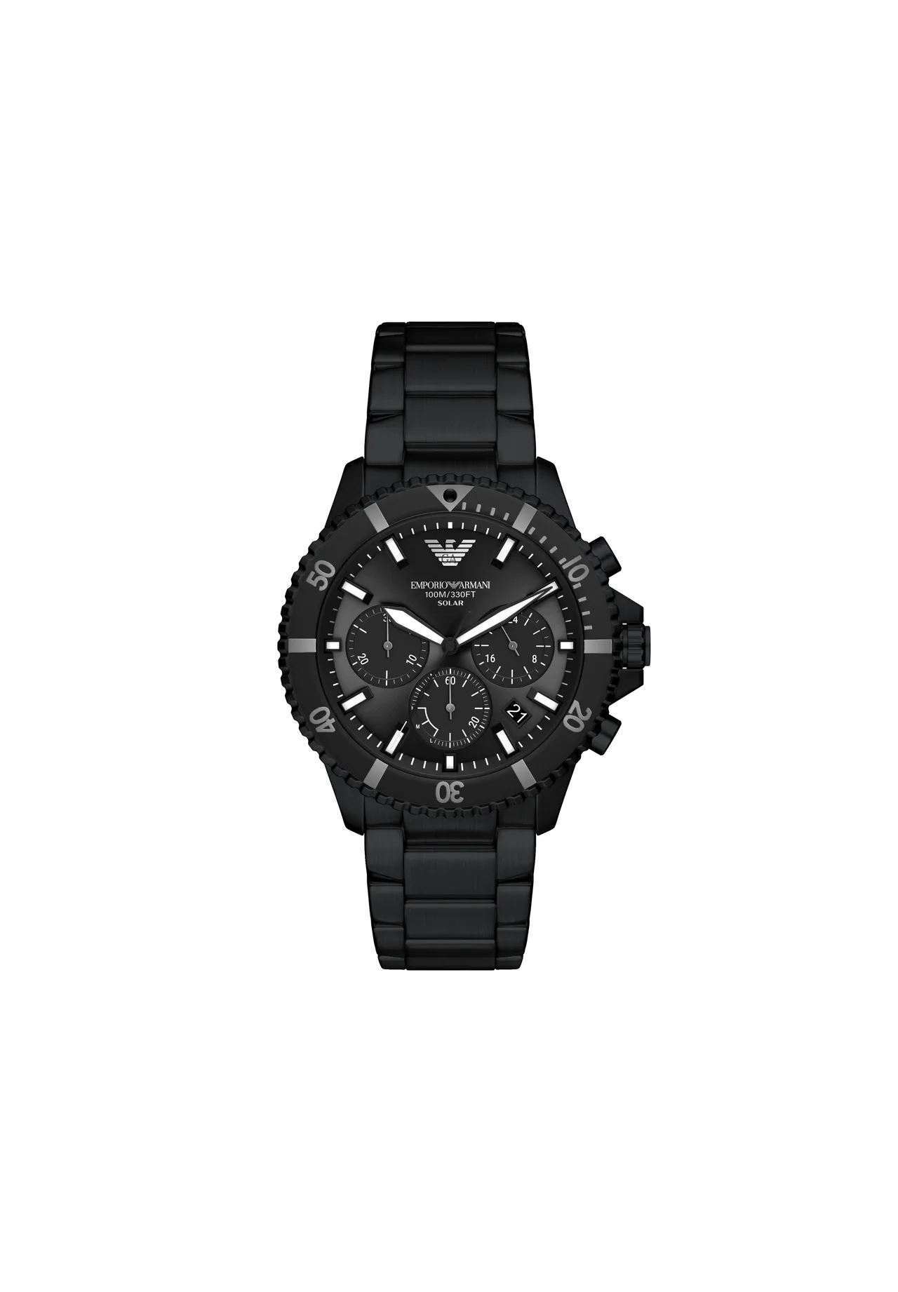 All-Black Solar-Chronograph Armbanduhr