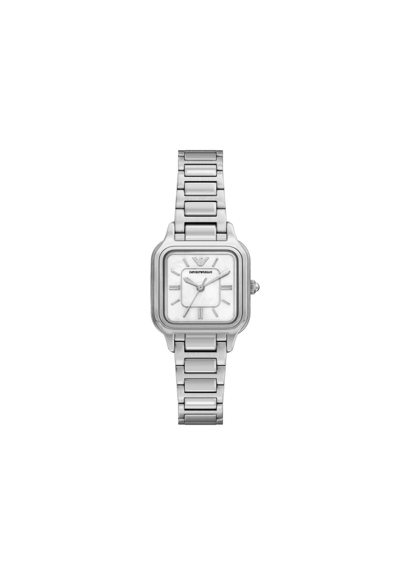 Quadratische Uhr mit gebürstetem Gliederarmband