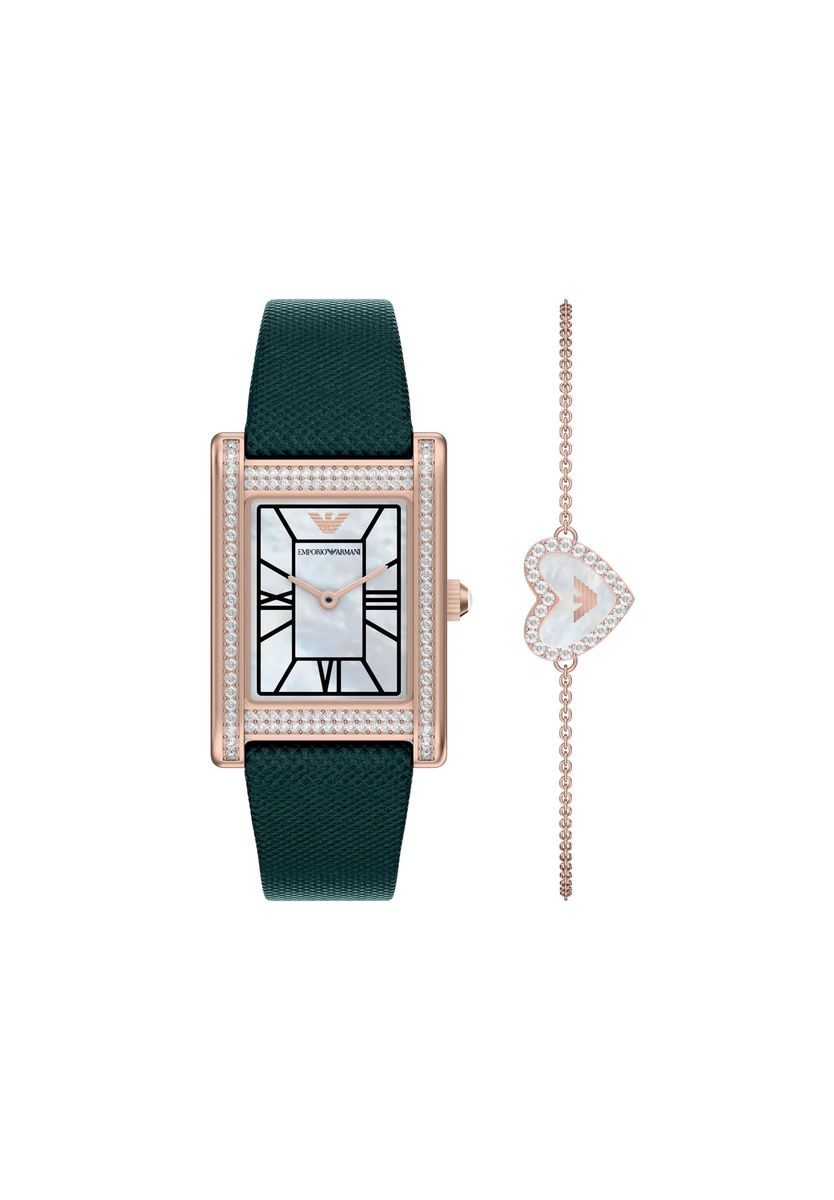 Eckige Perlmutt-Uhr & Armband Set