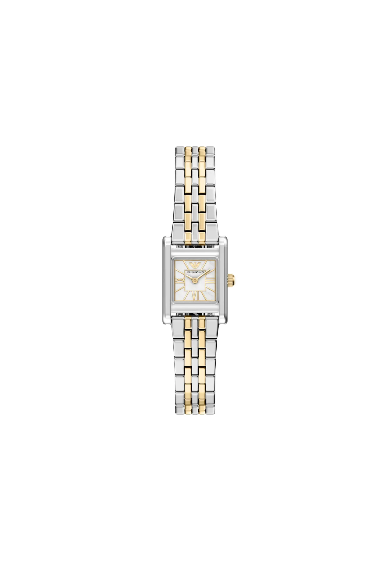 Elegante Bicolor-Uhr mit eckigem Gehäuse
