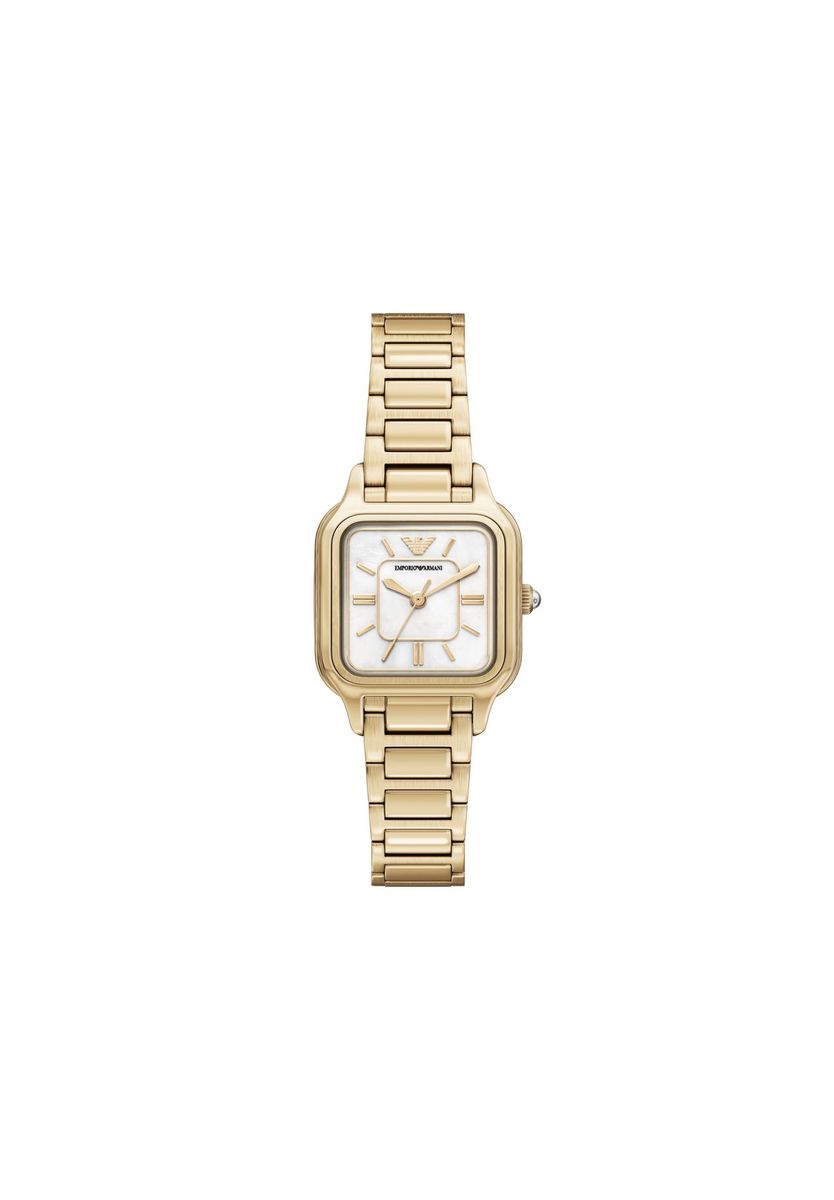 Elegante quadratische goldene Damenuhr