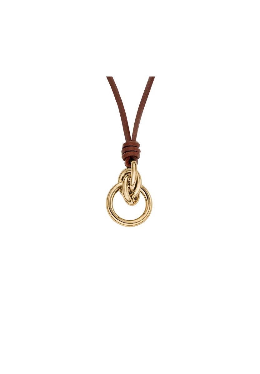 Lederhalskette mit verschlungenen Ringen