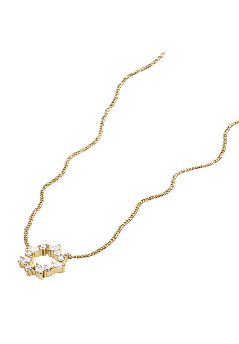 Elegante goldfarbene Halskette mit Kristallkreis-Anhänger