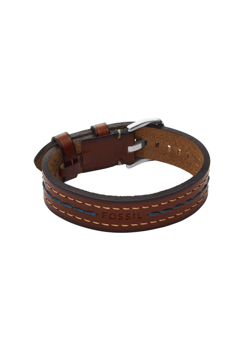 Braunes Lederarmband mit Ziernähten