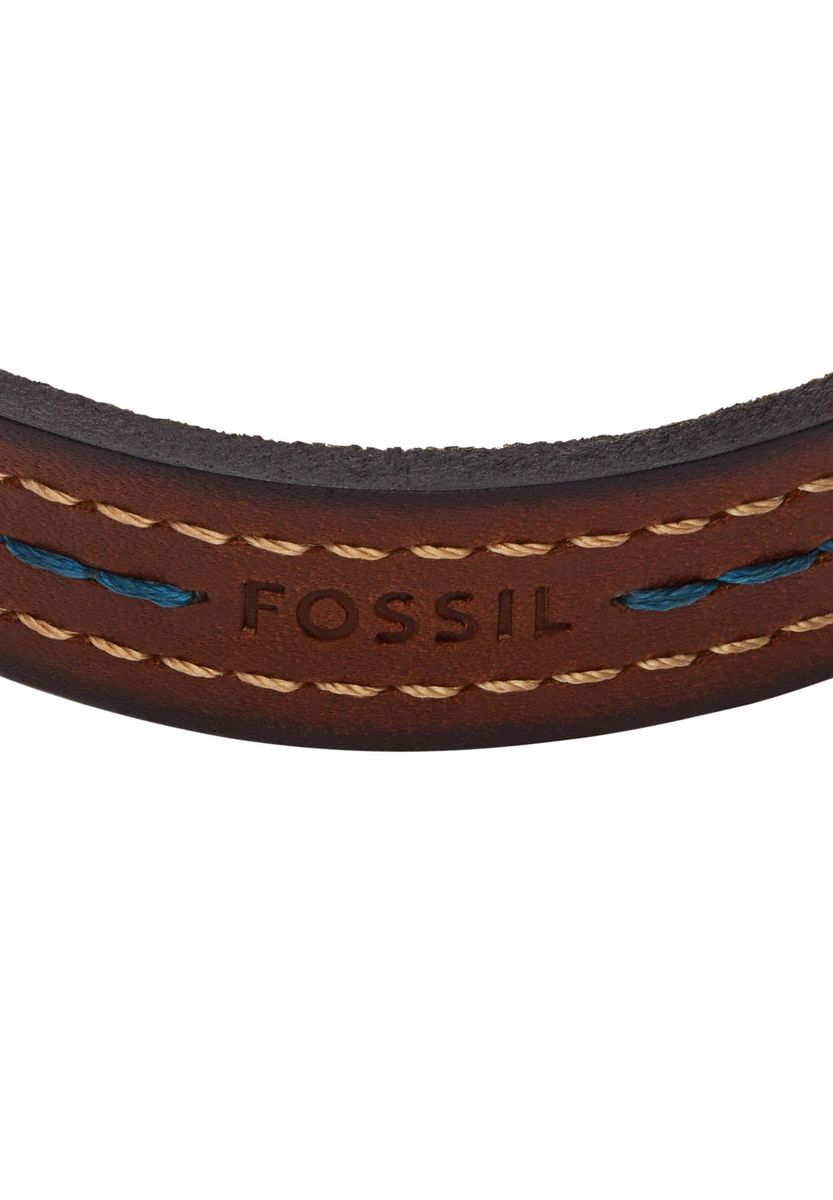 Braunes Lederarmband mit Ziernähten