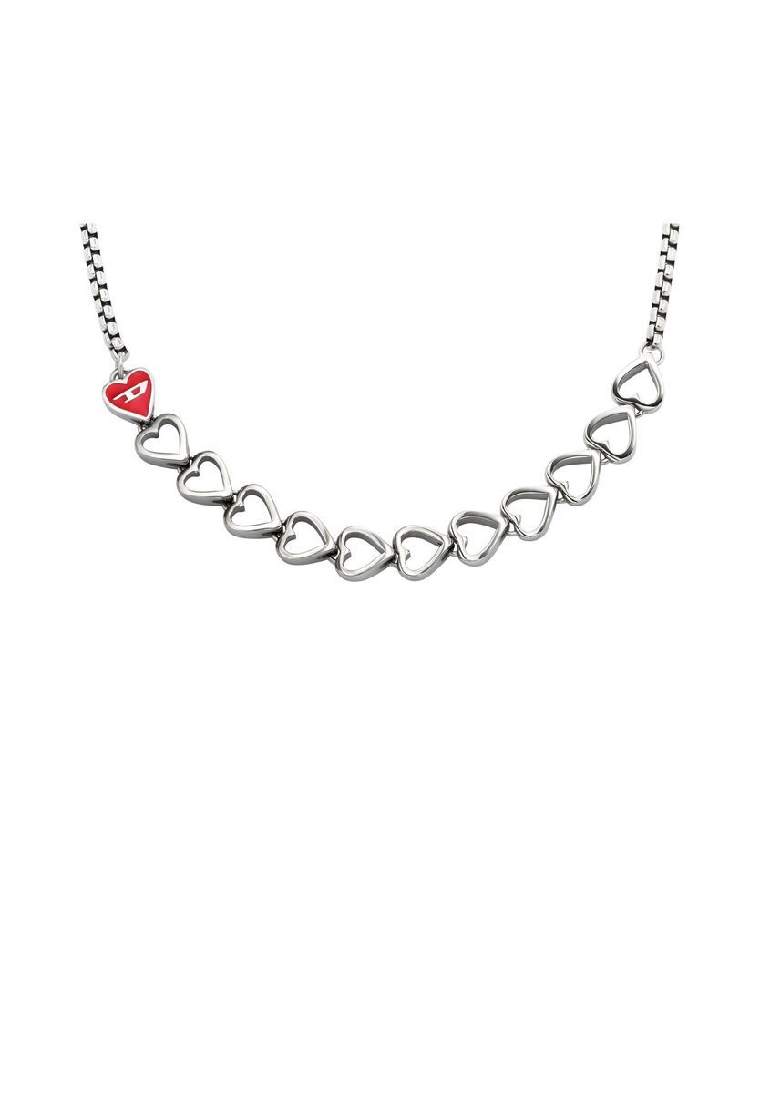 Silberne Edelstahl-Halskette mit Herzen