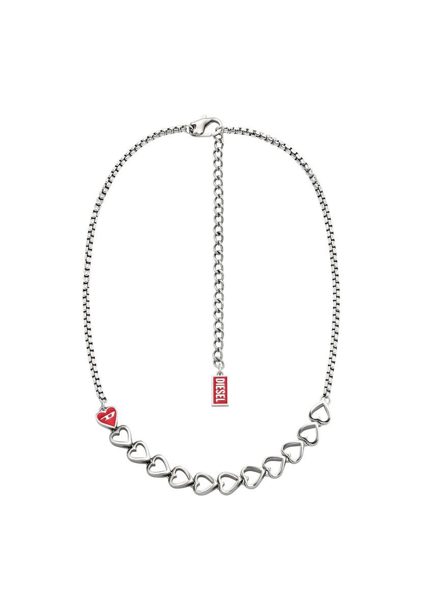 Silberne Edelstahl-Halskette mit Herzen