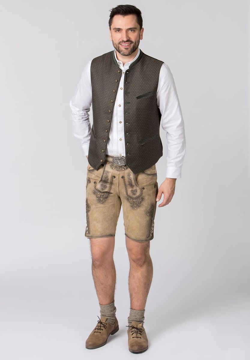 Traditionelle bestickte kurze Lederhose