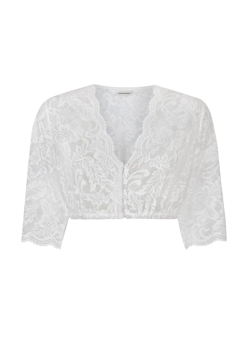 Spitzen-Dirndlbluse mit V-Ausschnitt