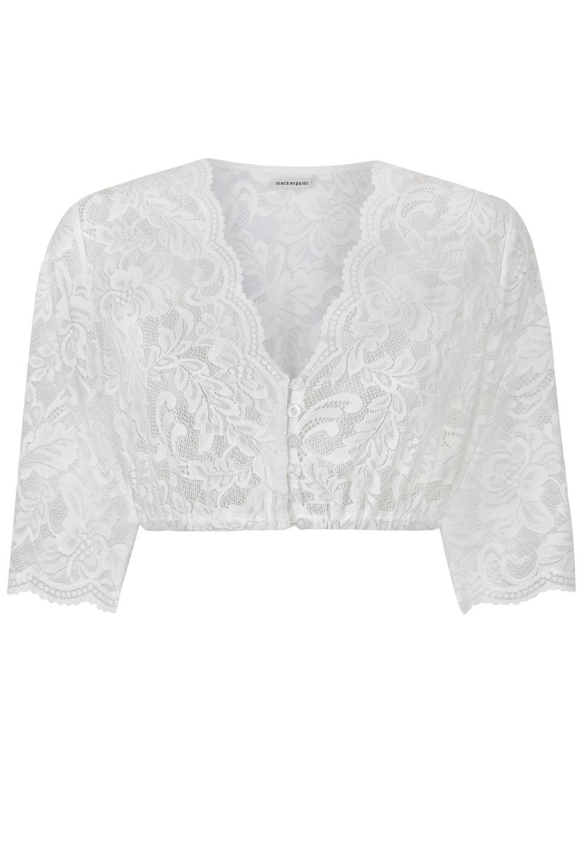 Spitzen-Dirndlbluse mit V-Ausschnitt