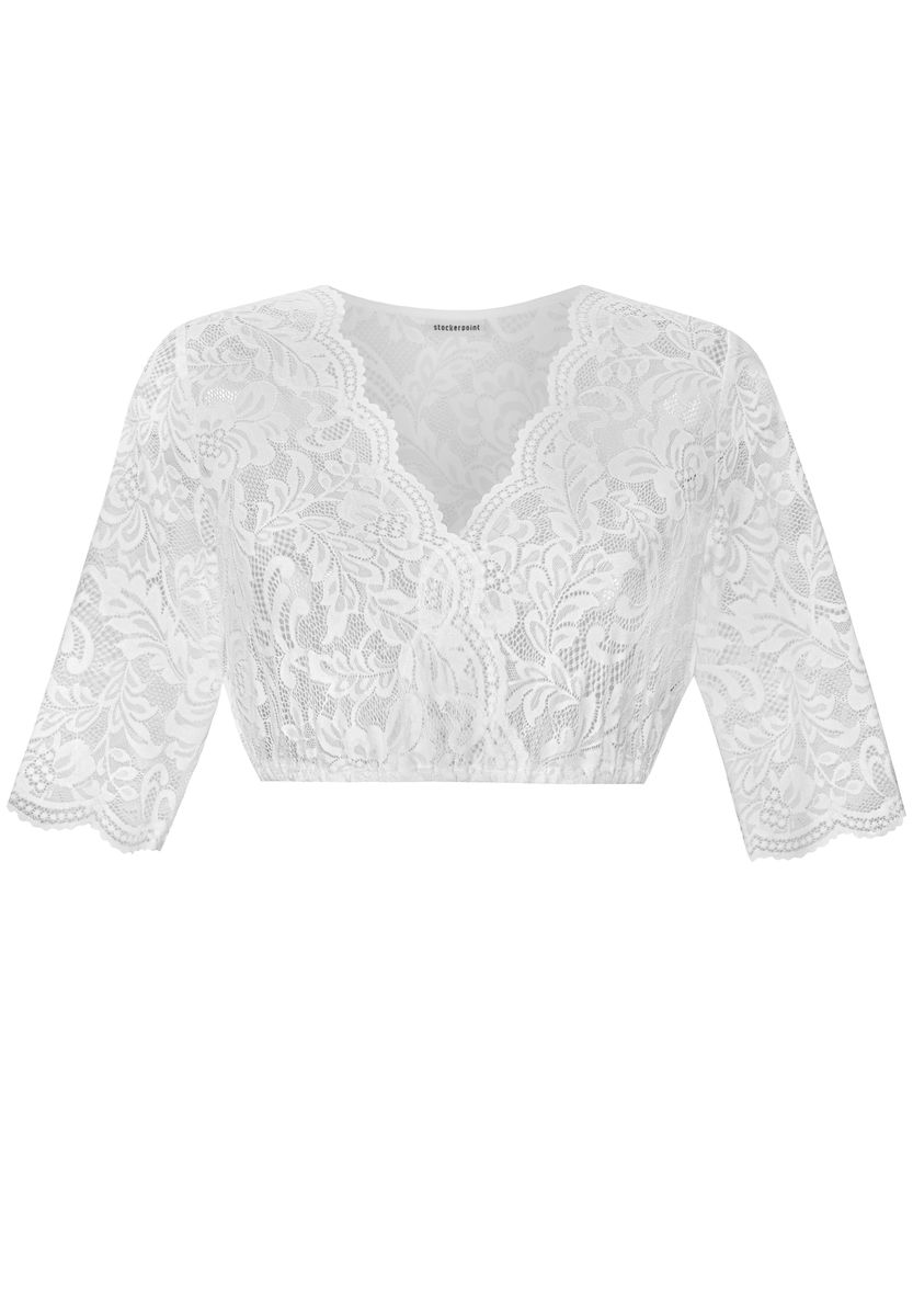 Spitzen-Dirndlbluse mit V-Ausschnitt