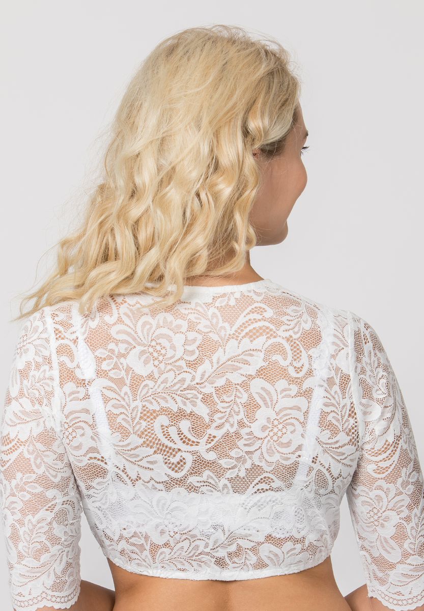 Spitzen-Dirndlbluse mit V-Ausschnitt
