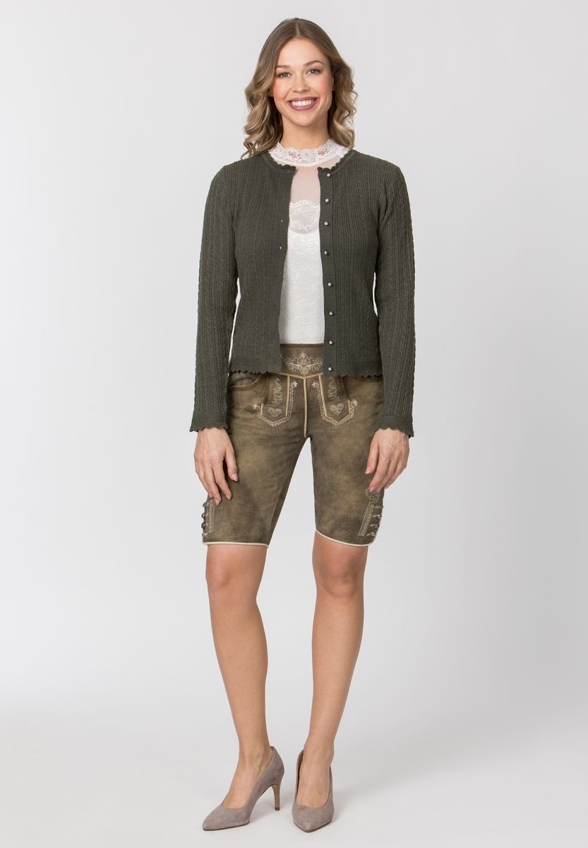 Taillierte Strickjacke mit Wellenkante