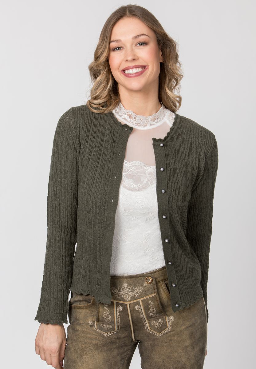 Taillierte Strickjacke mit Wellenkante