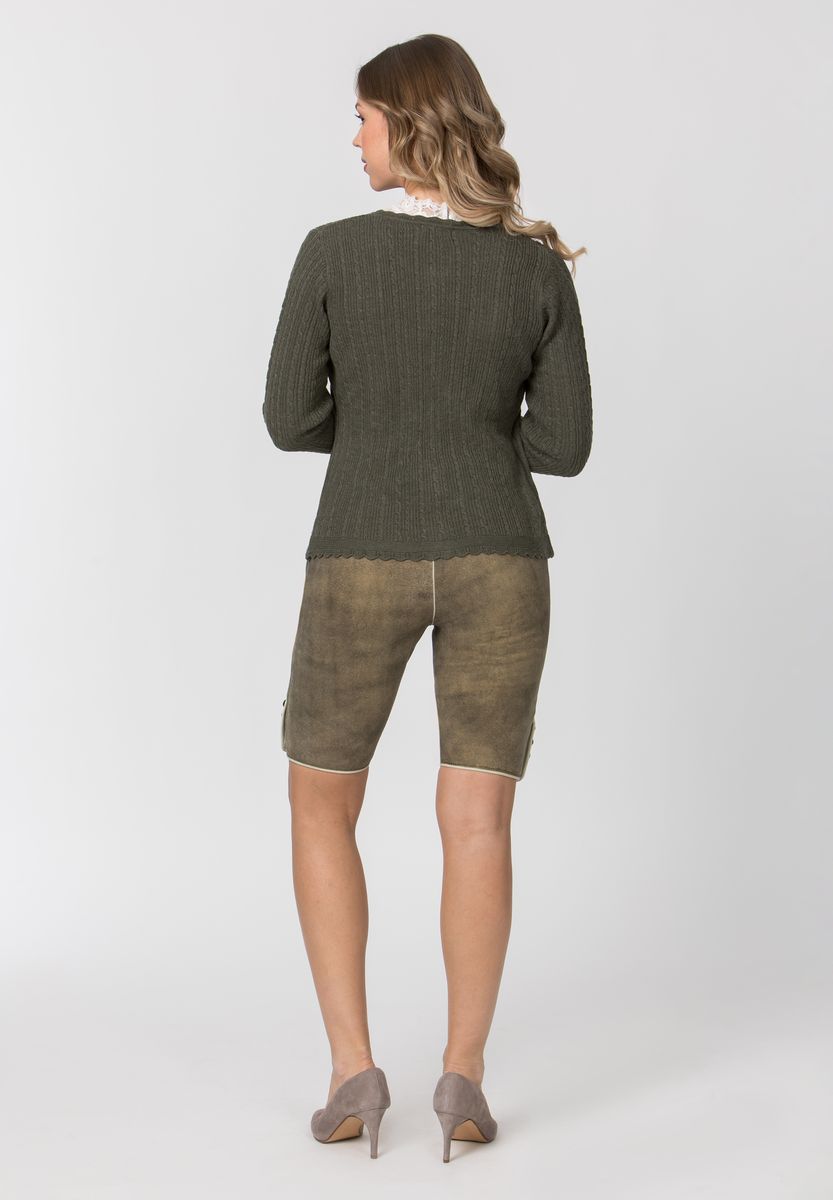 Elegante Zopfmuster-Strickjacke mit Perlmuttknöpfen