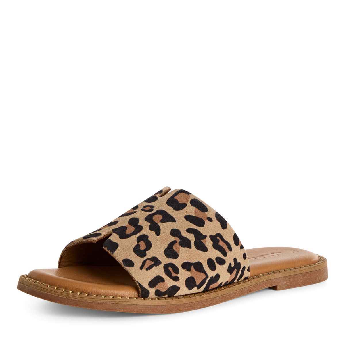 Leder-Pantoletten mit Leopardenmuster