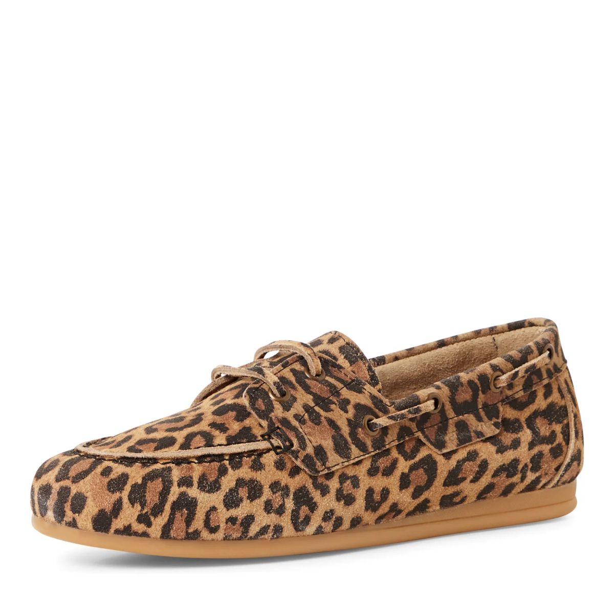 Leder-Bootsschuhe mit Leopardenmuster