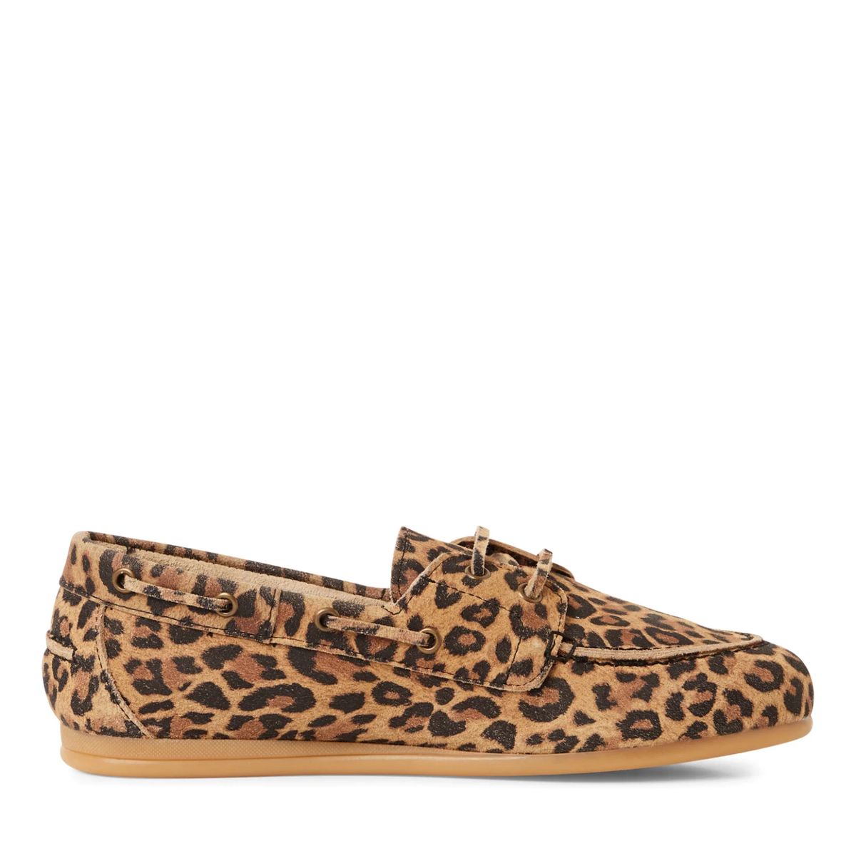 Leder-Bootsschuhe mit Leopardenmuster