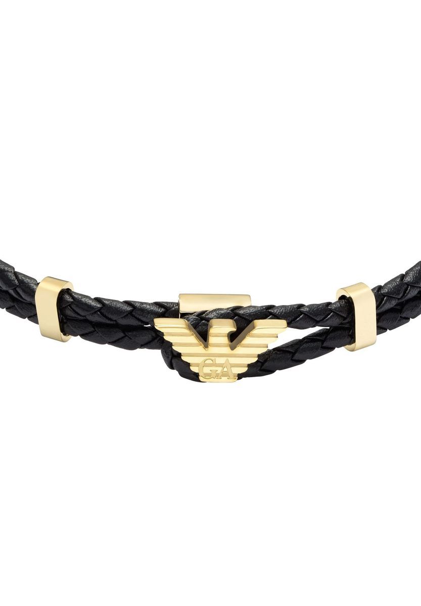 Geflochtenes Lederarmband goldener Adlerakzent
