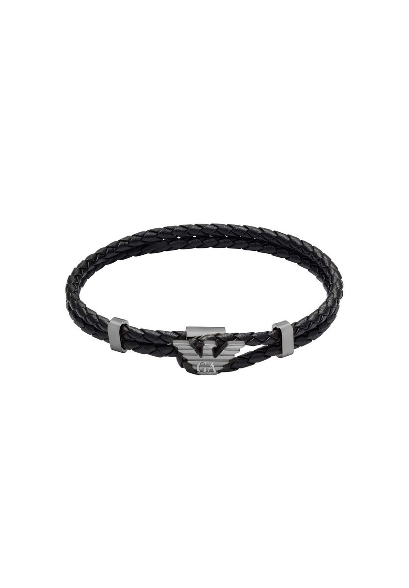 Herren Armband aus geflochtenem Leder mit Logo