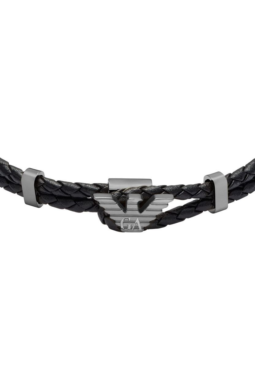 Herren Armband aus geflochtenem Leder mit Logo