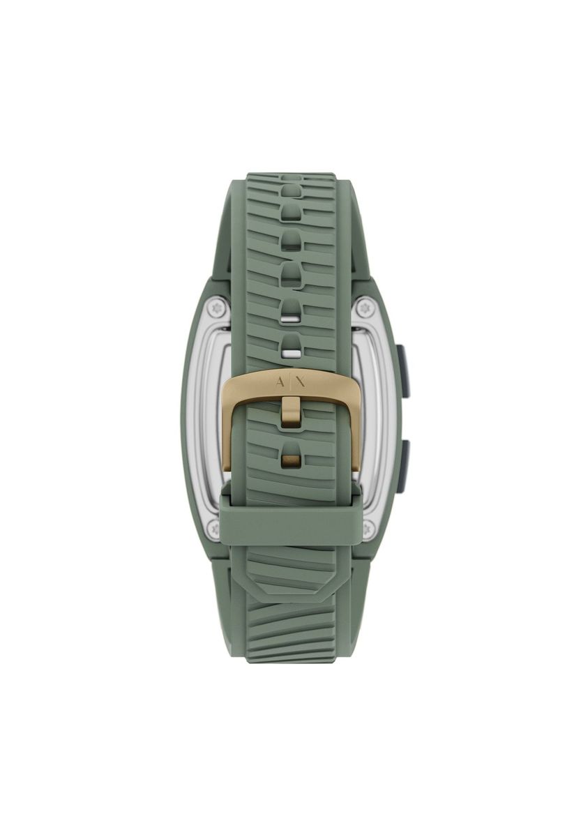 Moderne Digitaluhr mit grünem Silikonarmband