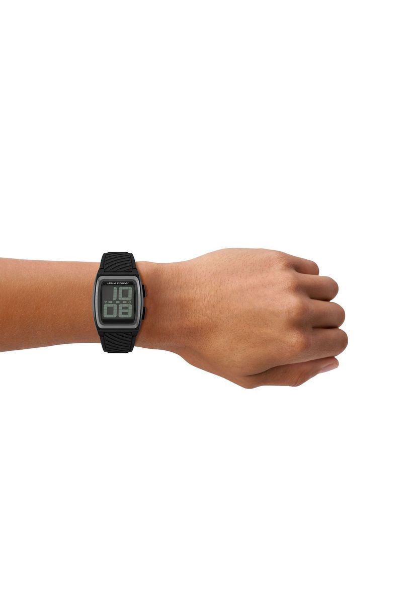 Schlanke digitale schwarze Silikonuhr