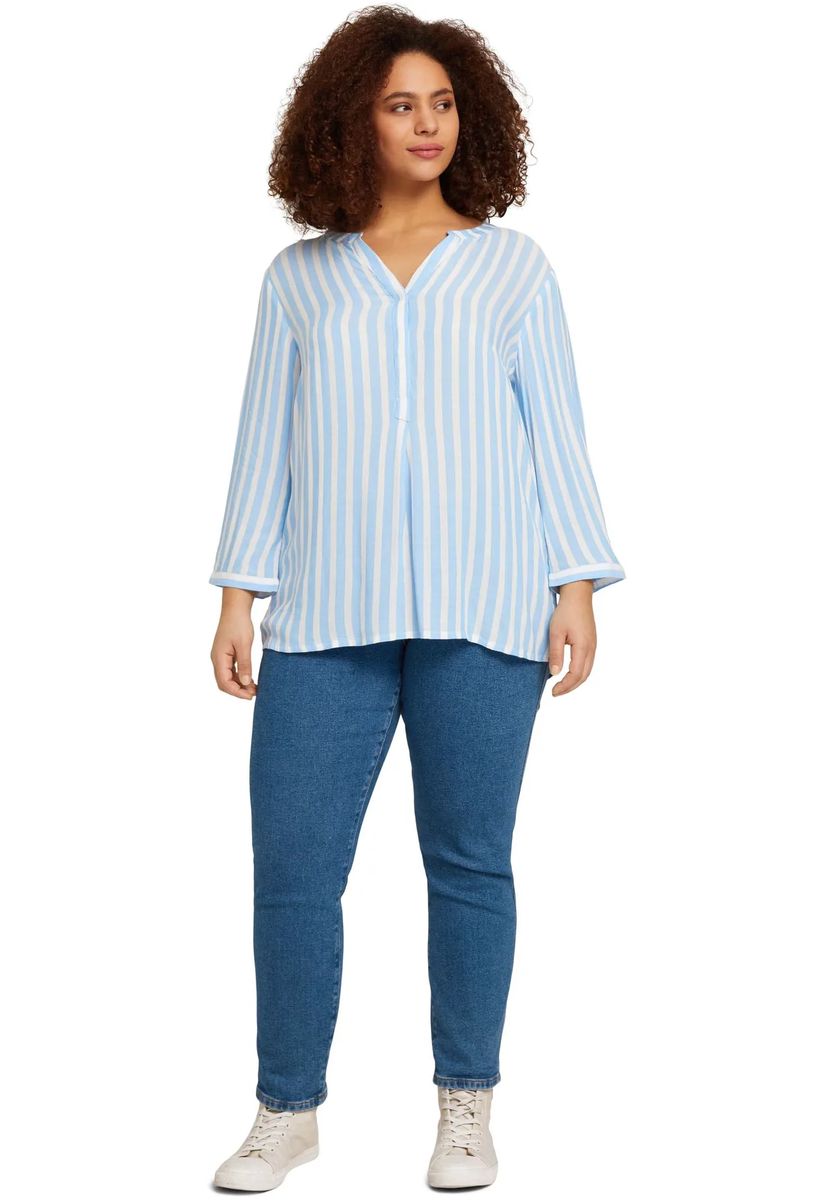 Gestreiftes Henley-Blusenshirt