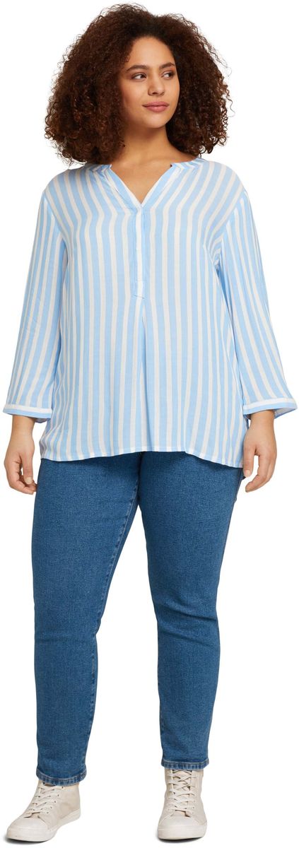 Gestreiftes Henley-Blusenshirt