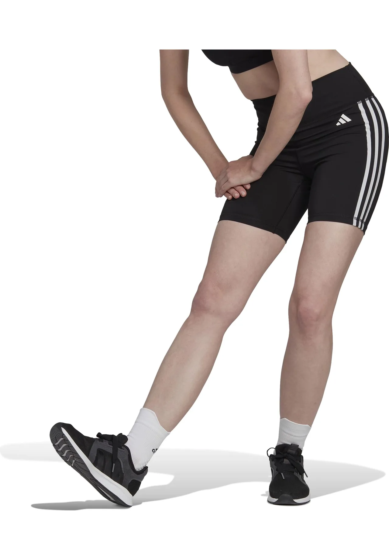 Hoch taillierte Drei-Streifen-Radlerhose