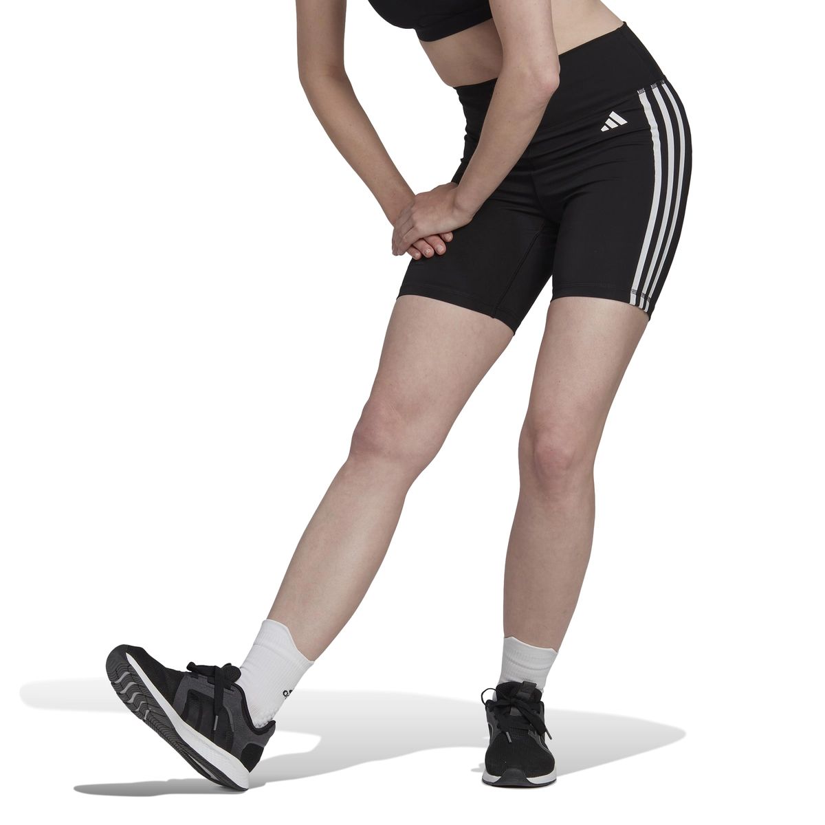 Hoch taillierte Drei-Streifen-Radlerhose