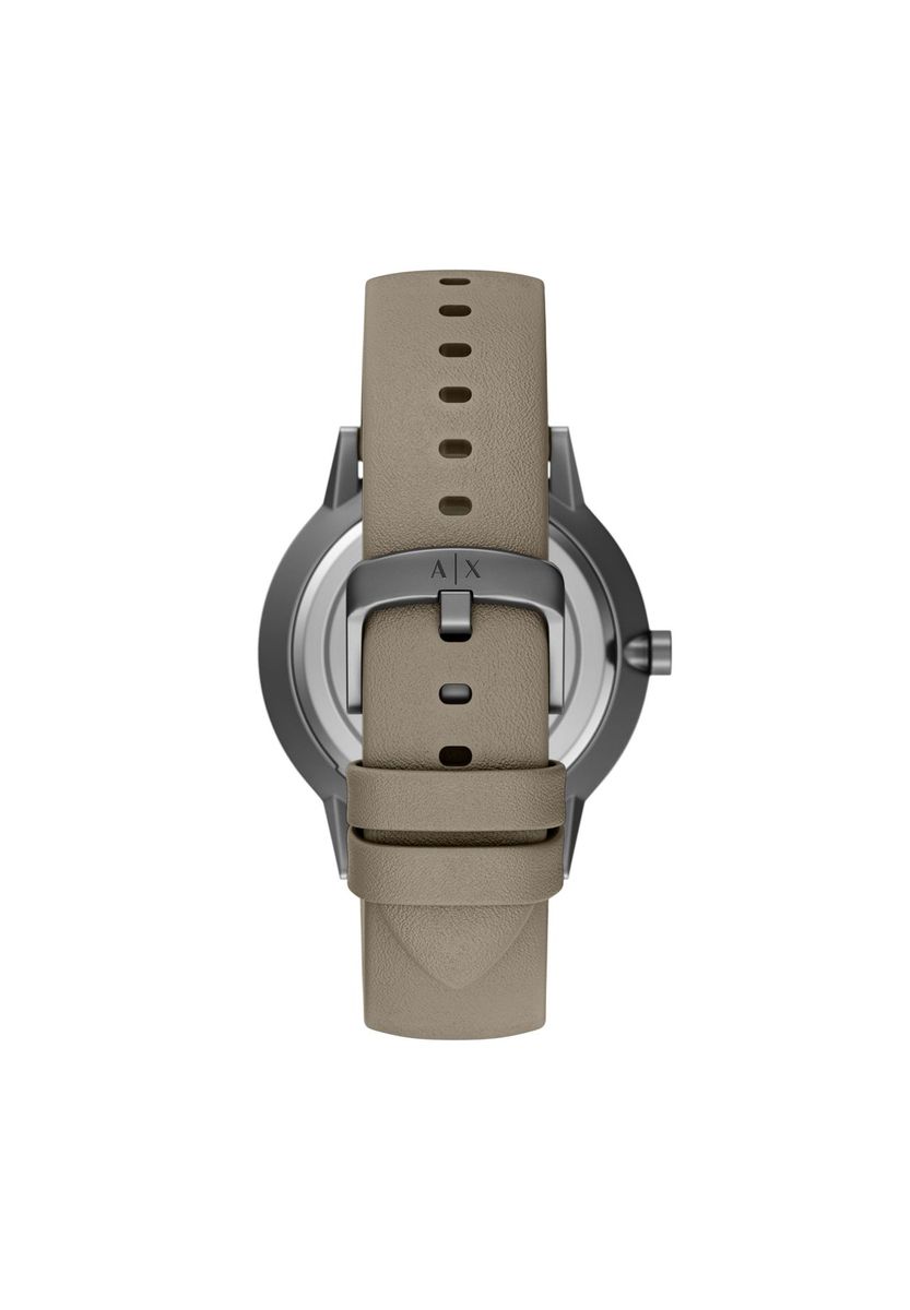 Herren Minimalistische Graue Lederbanduhr