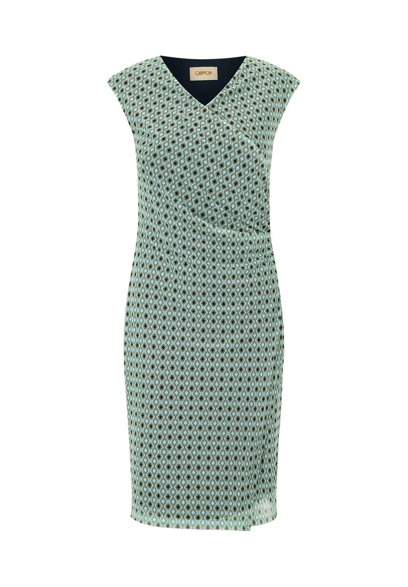 Ärmelloses Wickelkleid mit Grafikmuster