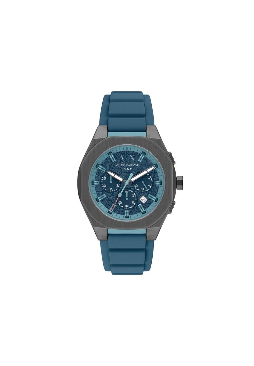 Herren Chronograph Uhr mit blauem Silikonarmband