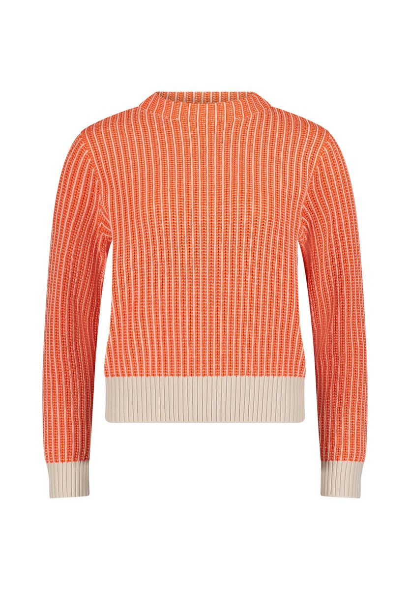 Vertikal gestreifter Rippstrick-Pullover