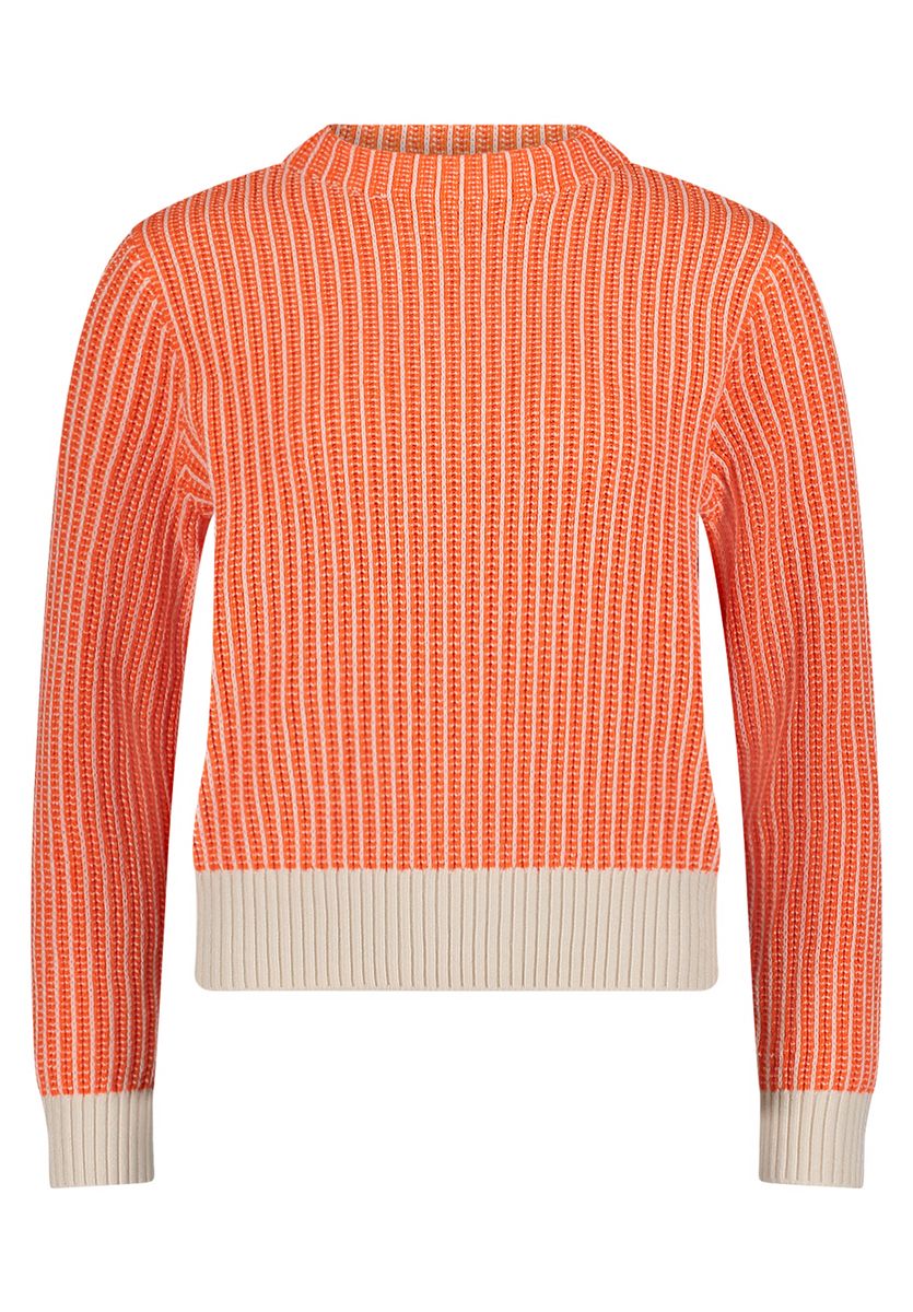 Vertikal gestreifter Rippstrick-Pullover