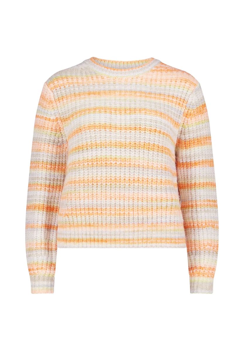 Strukturierter Streifen-Strickpullover mit Rundhalsausschnitt