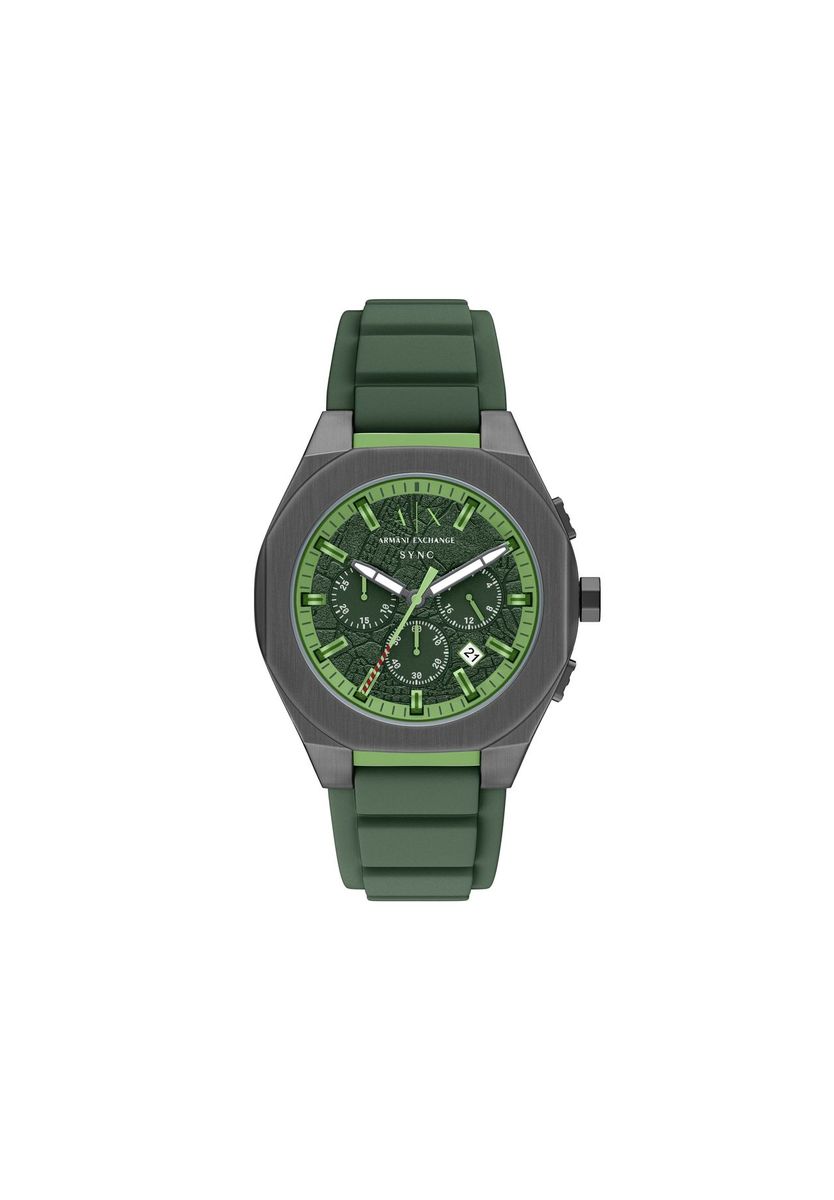 Grüner Chronograph mit Silikonarmband