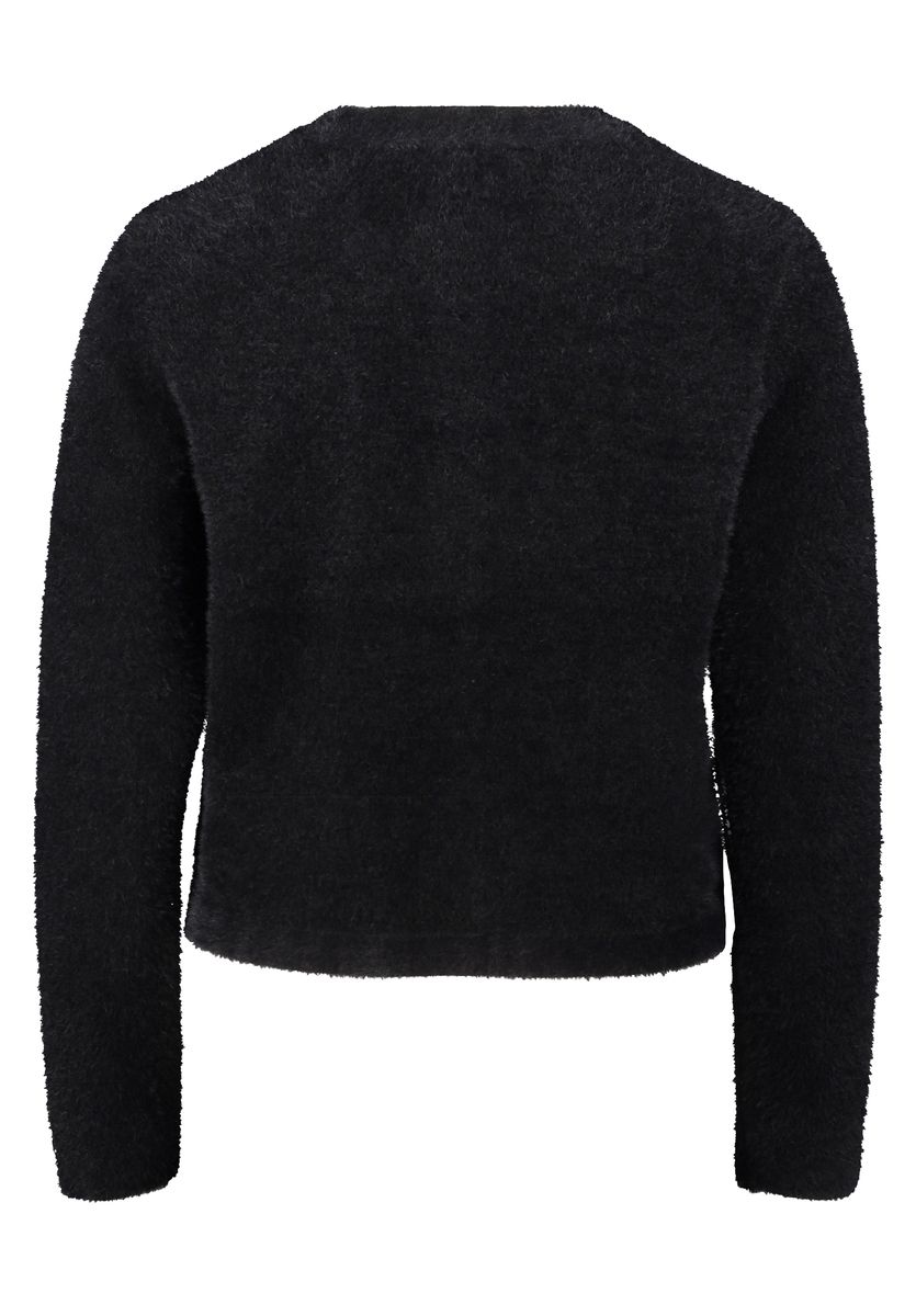 Flauschiger Rundhals-Cardigan mit Knöpfen