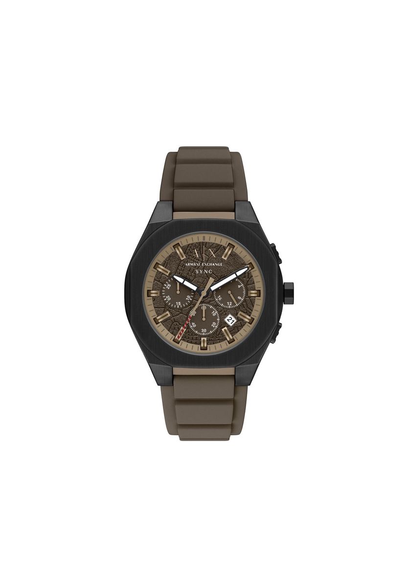 Herren Sync Chronograph braune Silikonuhr